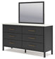 Cadmori  Upholstered Panel Bed With Mirrored Dresser And Chest