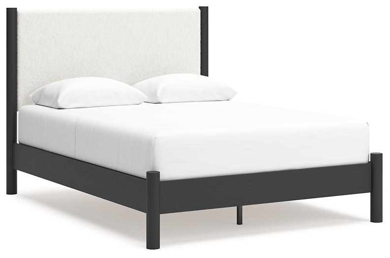 Cadmori  Upholstered Panel Bed With 2 Nightstands