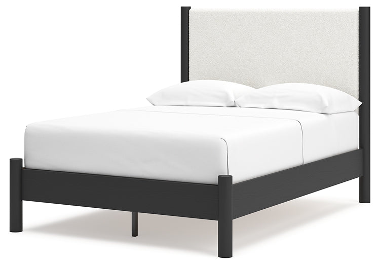 Cadmori  Upholstered Panel Bed With 2 Nightstands