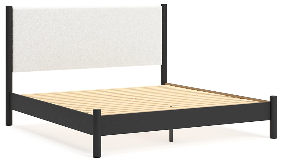 Cadmori  Upholstered Panel Bed With 2 Nightstands