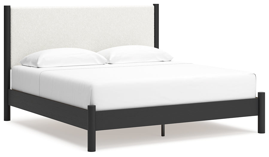 Cadmori  Upholstered Panel Bed With Dresser And 2 Nightstands