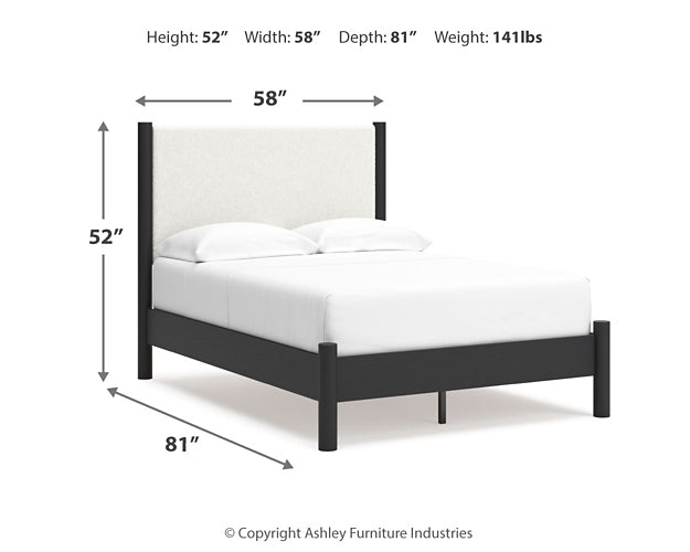 Cadmori  Upholstered Panel Bed With Mirrored Dresser