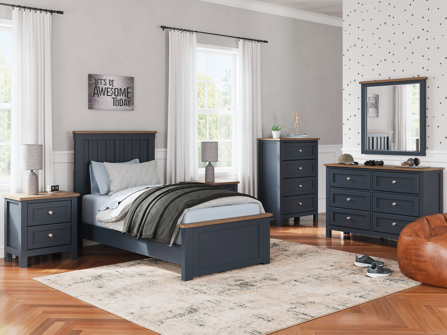 Landocken  Panel Bed With Dresser And 2 Nightstands