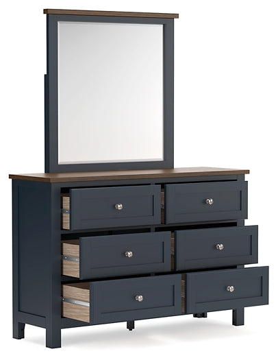 Landocken  Panel Bed With Storage With Mirrored Dresser And Chest