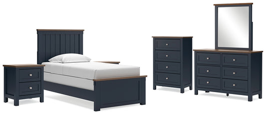 Landocken  Panel Bed With Mirrored Dresser, Chest And 2 Nightstands