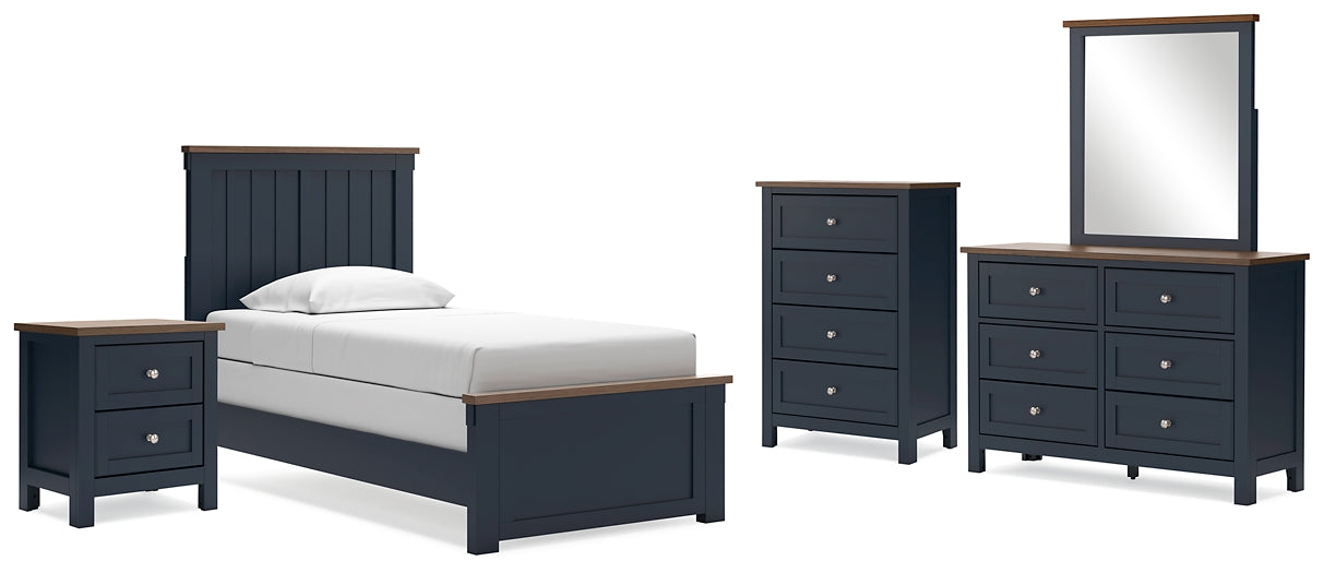 Landocken  Panel Bed With Mirrored Dresser, Chest And Nightstand