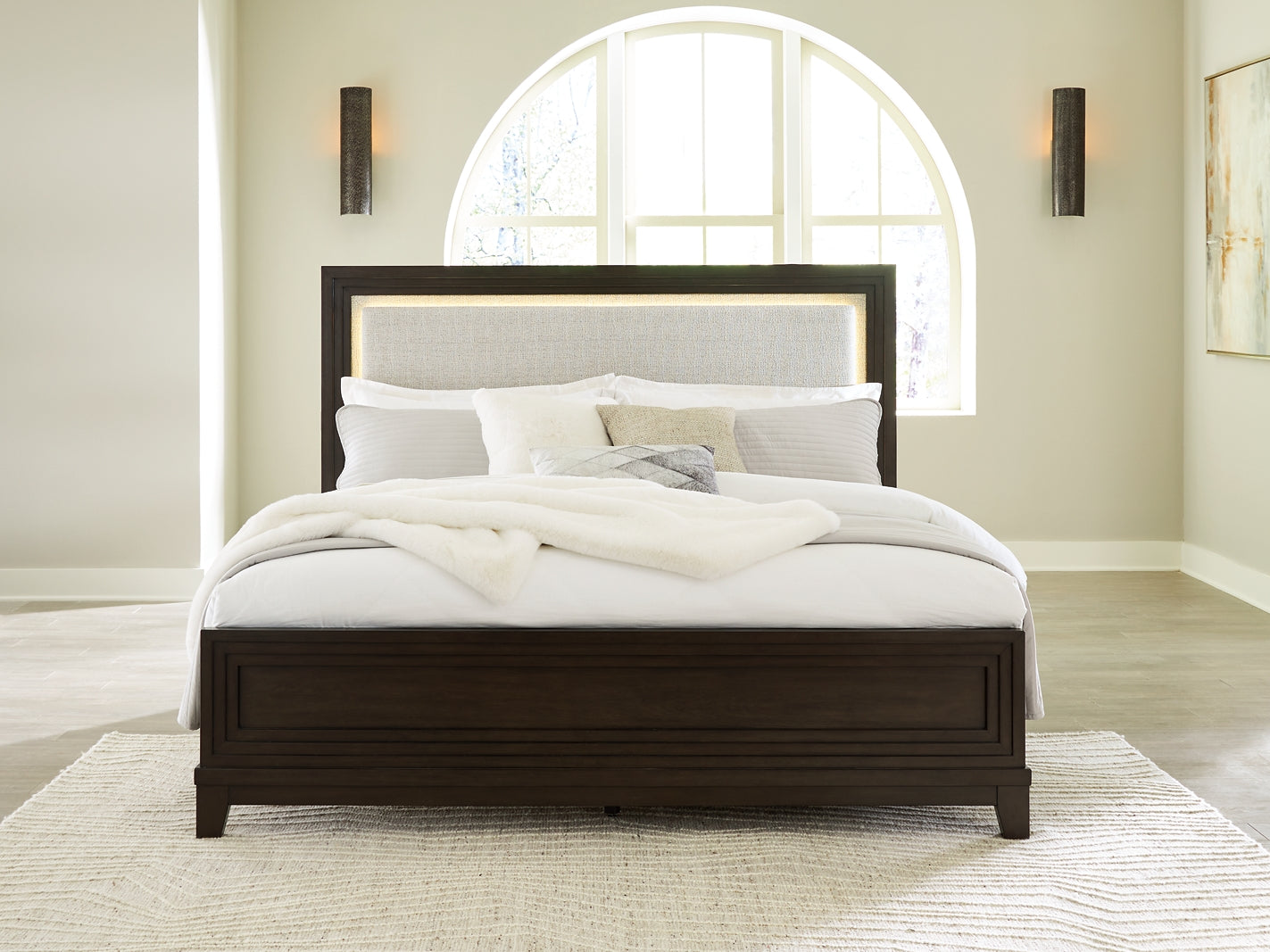 Neymorton  Upholstered Panel Bed With Dresser