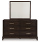 Neymorton  Upholstered Panel Bed With Mirrored Dresser, Chest And Nightstand