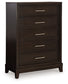 Neymorton  Upholstered Panel Bed With Mirrored Dresser, Chest And Nightstand