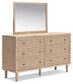 Cielden  Panel Headboard With Mirrored Dresser