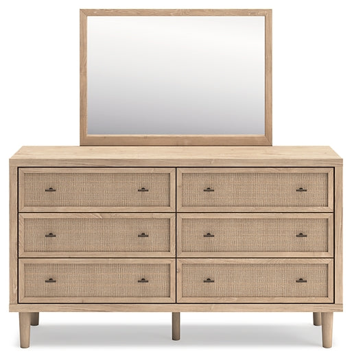 Cielden  Panel Headboard With Mirrored Dresser