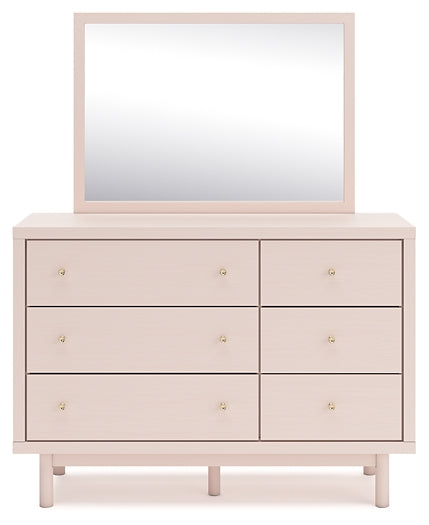 Wistenpine  Upholstered Panel Bed With Mirrored Dresser