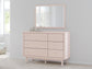 Wistenpine  Upholstered Panel Headboard With Mirrored Dresser