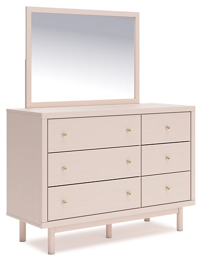 Wistenpine  Upholstered Panel Headboard With Mirrored Dresser