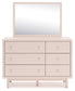 Wistenpine  Upholstered Panel Headboard With Mirrored Dresser