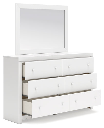 Mollviney  Panel Storage Bed With Mirrored Dresser