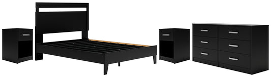 Finch  Panel Platform Bed With Dresser And 2 Nightstands