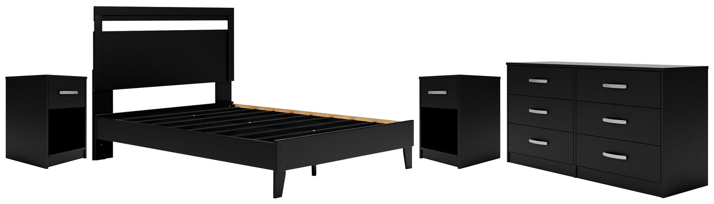 Finch  Panel Platform Bed With Dresser And 2 Nightstands