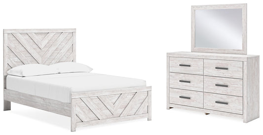 Cayboni  Panel Bed With Mirrored Dresser