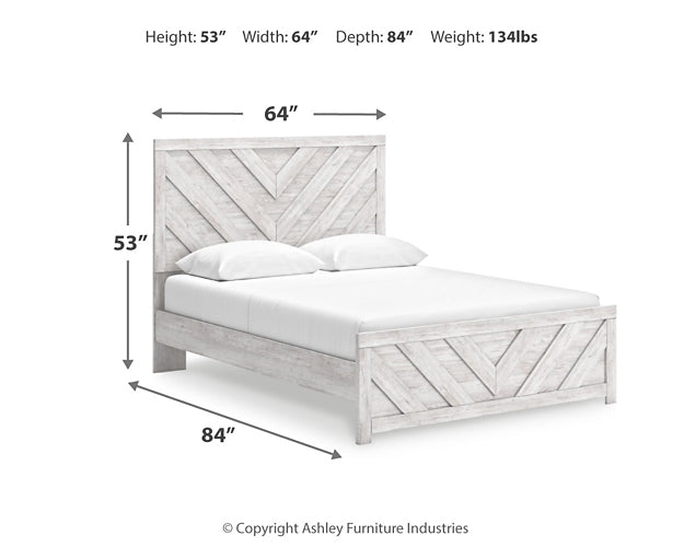 Cayboni  Panel Bed With Mirrored Dresser