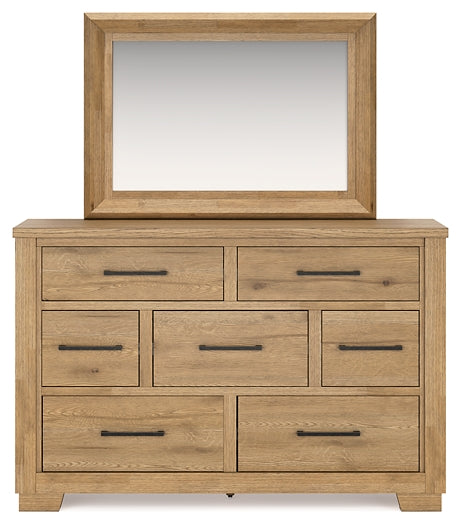 Galliden  Panel Bed With Mirrored Dresser