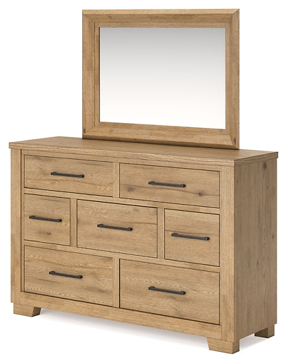 Galliden  Panel Bed With Mirrored Dresser