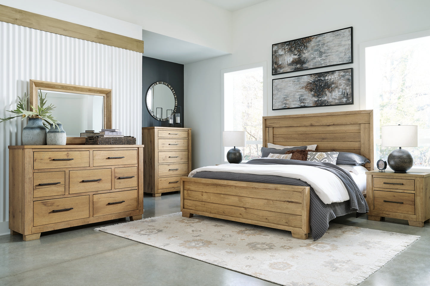 Galliden  Panel Bed With Dresser