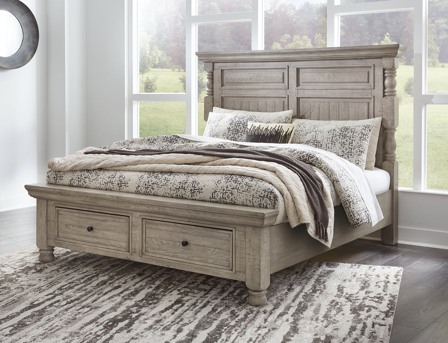 Harrastone  Panel Bed With Dresser And Nightstand