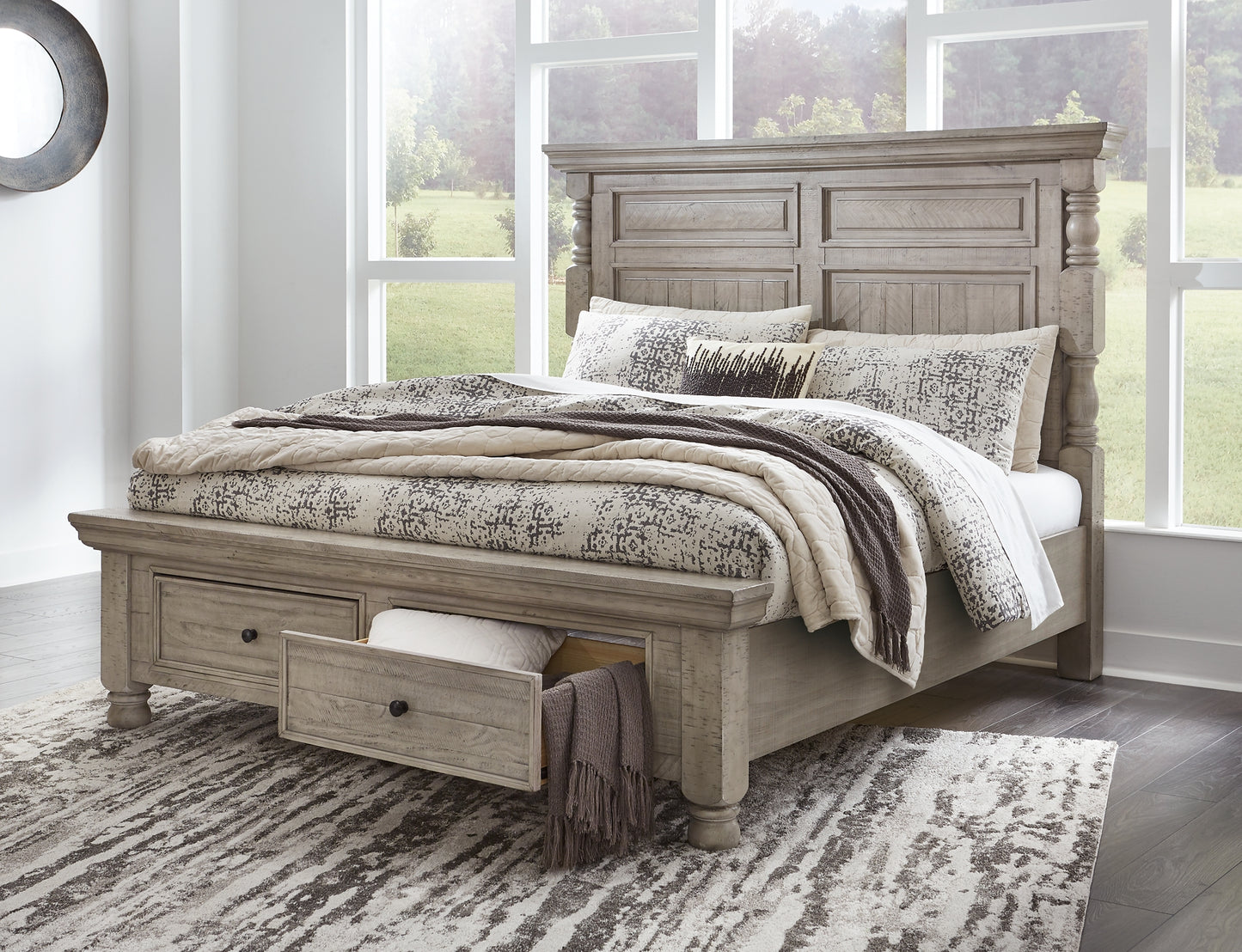 Harrastone  Panel Bed With Dresser And Nightstand