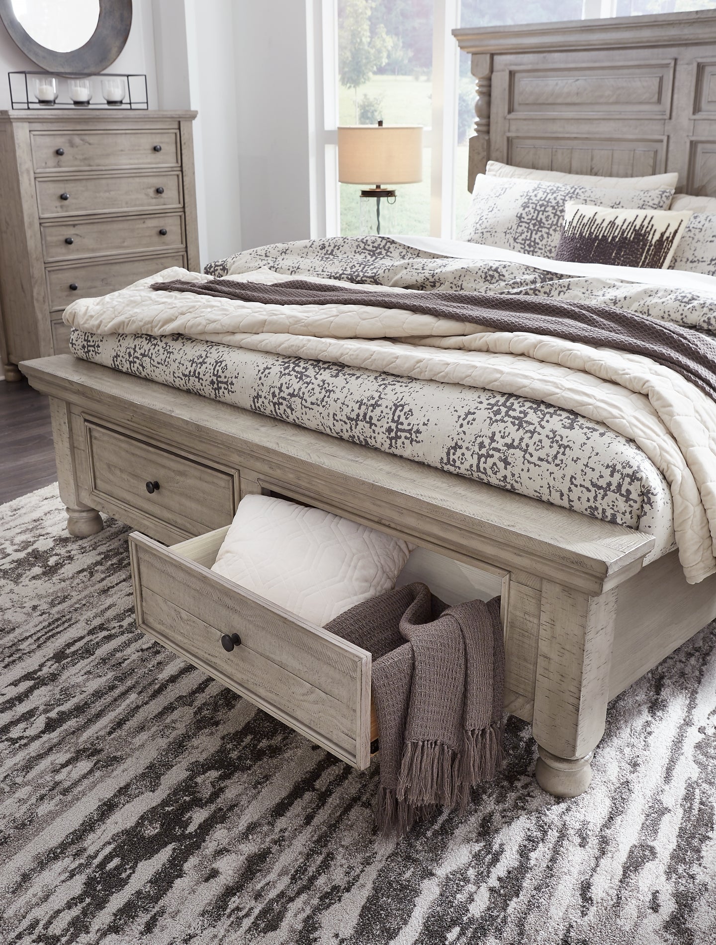 Harrastone California  Panel Bed With Dresser And Nightstand