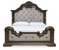 Maylee  Upholstered Bed With Mirrored Dresser, Chest And 2 Nightstands