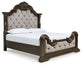 Maylee  Upholstered Bed With Mirrored Dresser, Chest And 2 Nightstands