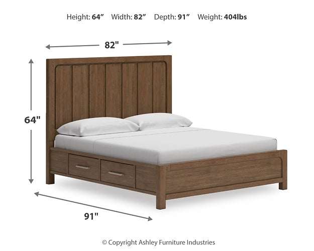 Cabalynn California  Panel Bed With Storage With Mirrored Dresser