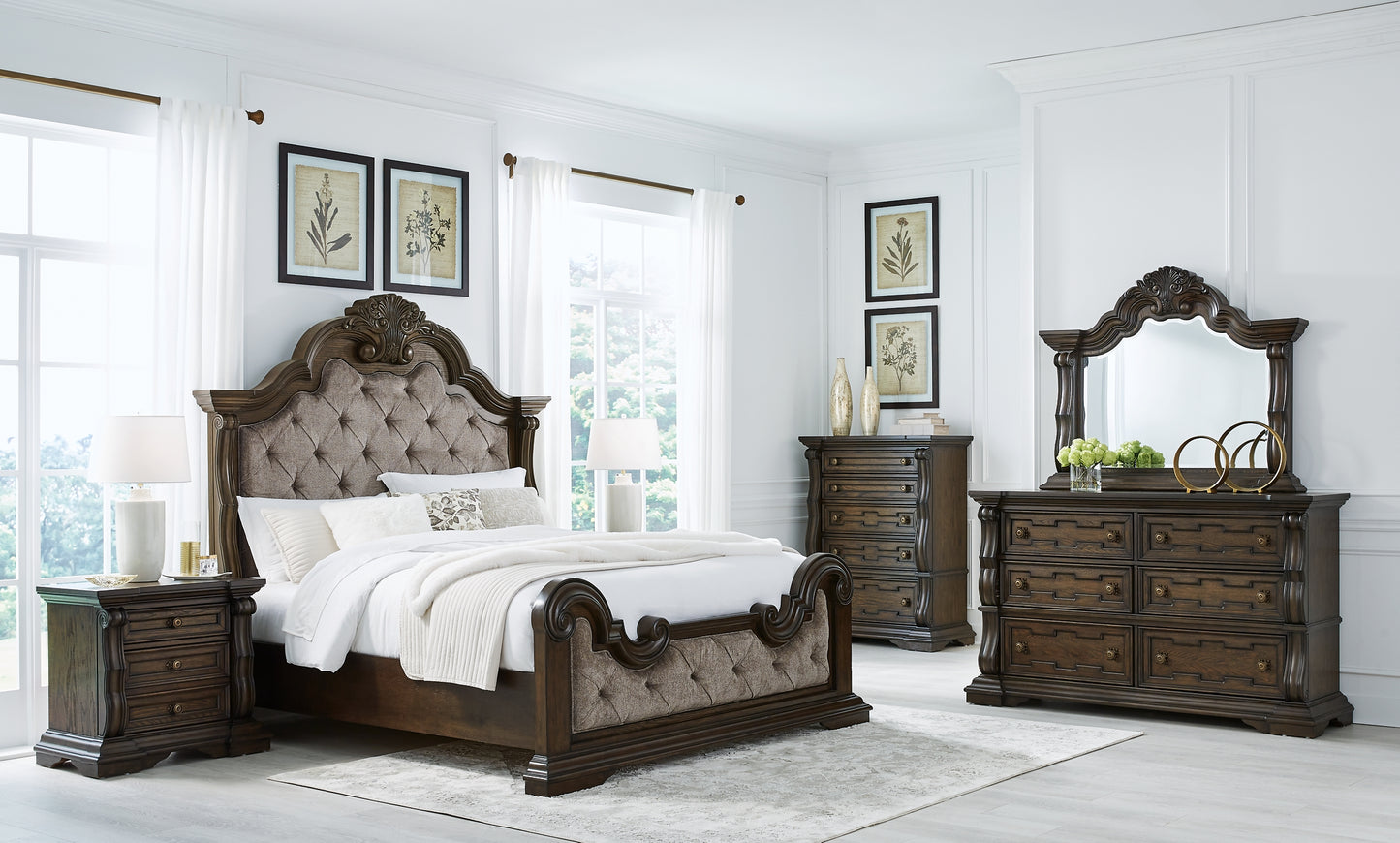 Maylee  Upholstered Bed With Dresser