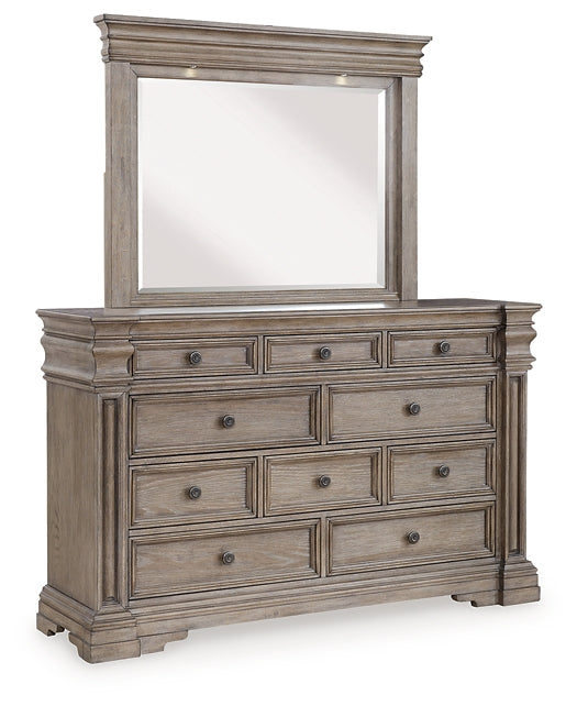 Blairhurst California  Panel Bed With Mirrored Dresser