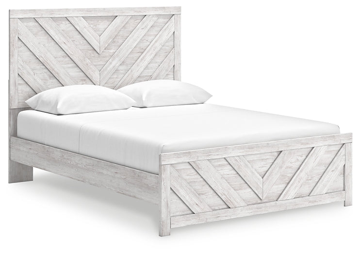 Cayboni  Panel Bed With Mirrored Dresser And Nightstand