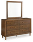 Lyncott  Upholstered Bed With Mirrored Dresser And Nightstand