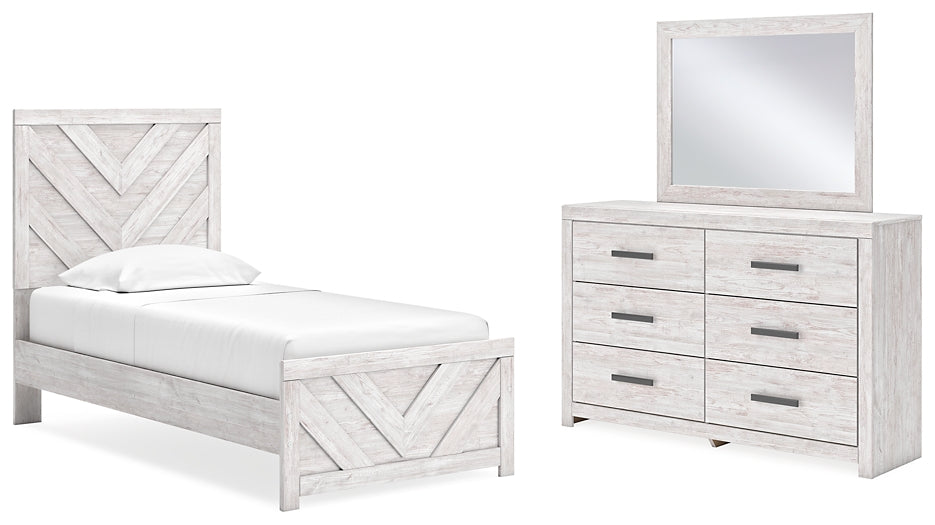 Cayboni  Panel Bed With Mirrored Dresser