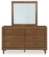 Lyncott  Upholstered Bed With Mirrored Dresser And Nightstand