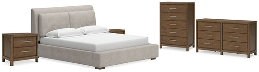 Cabalynn California  Upholstered Bed With Dresser, Chest And 2 Nightstands