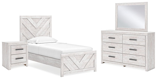 Cayboni  Panel Bed With Mirrored Dresser And Nightstand