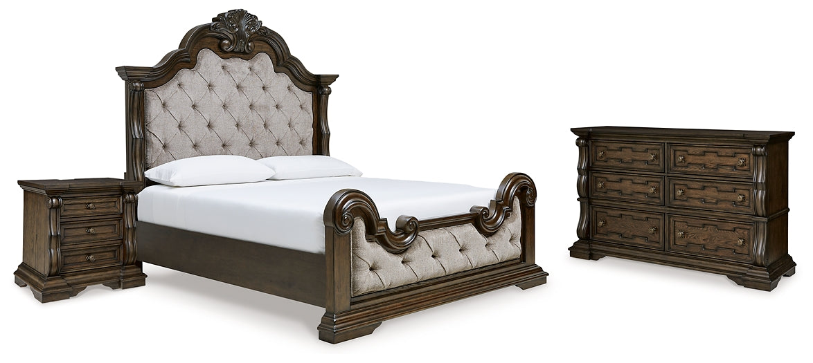 Maylee  Upholstered Bed With Dresser And Nightstand