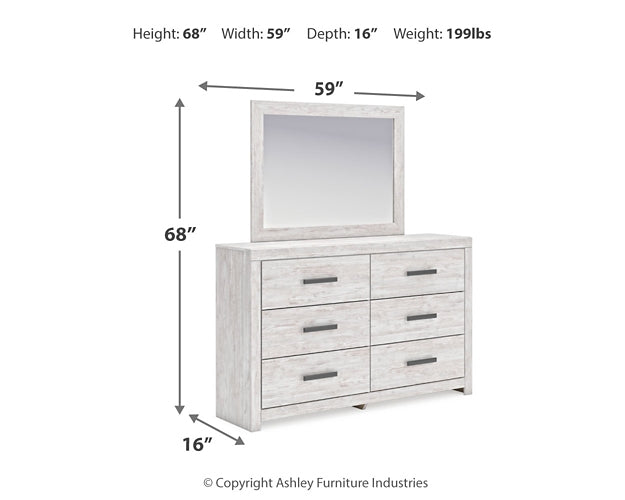 Cayboni  Panel Bed With Mirrored Dresser