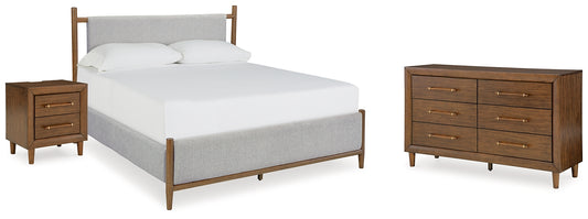 Lyncott  Upholstered Bed With Dresser And Nightstand