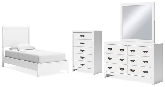 Binterglen  Panel Bed With Mirrored Dresser And Chest