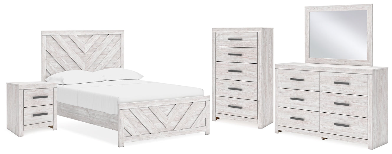 Cayboni  Panel Bed With Mirrored Dresser, Chest And Nightstand