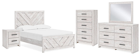 Cayboni  Panel Bed With Mirrored Dresser, Chest And Nightstand