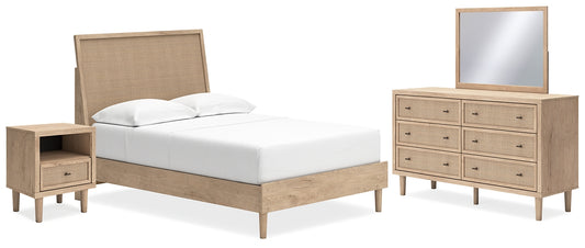 Cielden  Panel Bed With Mirrored Dresser And Nightstand