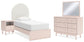 Wistenpine  Upholstered Panel Bed With Mirrored Dresser And Nightstand