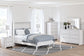 Mollviney  Panel Bed With Mirrored Dresser And Nightstand